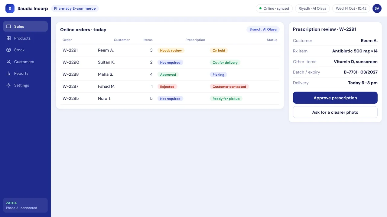 Saudia Incorp Pharmacy E-commerce Solution — screen